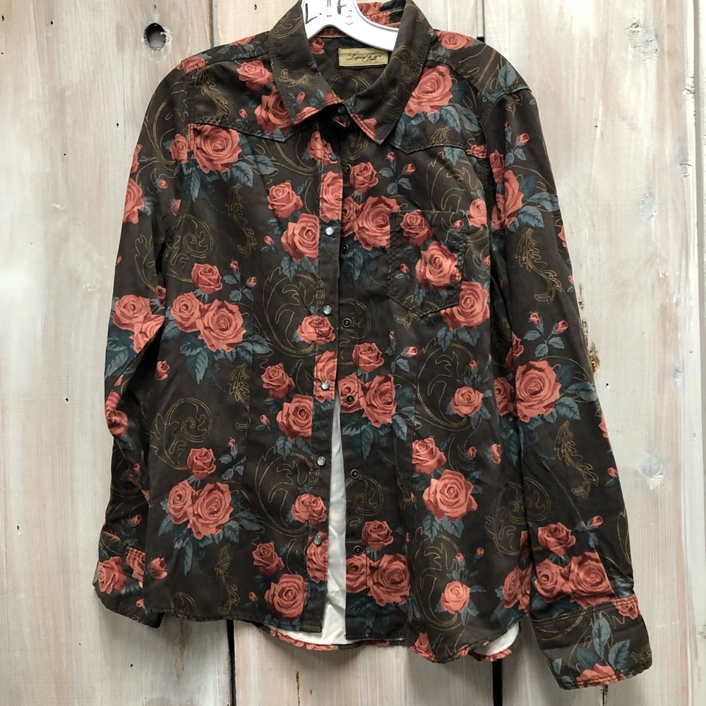 Western brown floral blouse